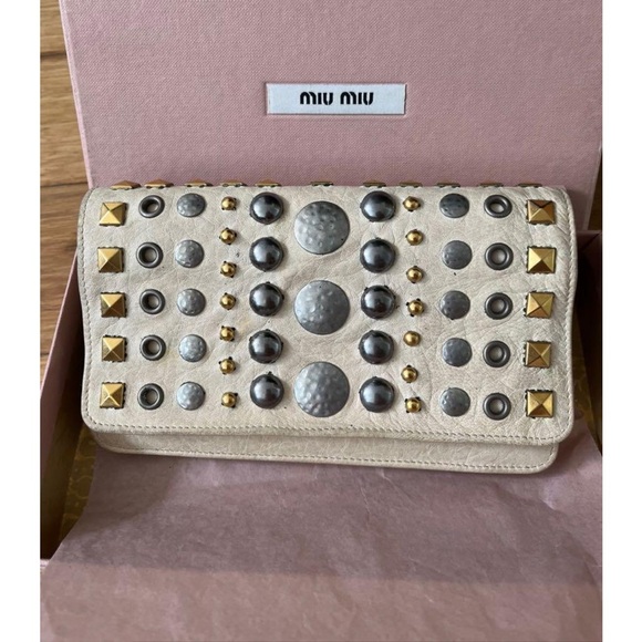 Miu Miu Handbags - Miu Miu Cream Studded Women's Bag